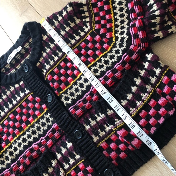 Zara Jacquard Multicolored Cropped Pocket Cardigan Jacket Size L - Picture 4 of 11